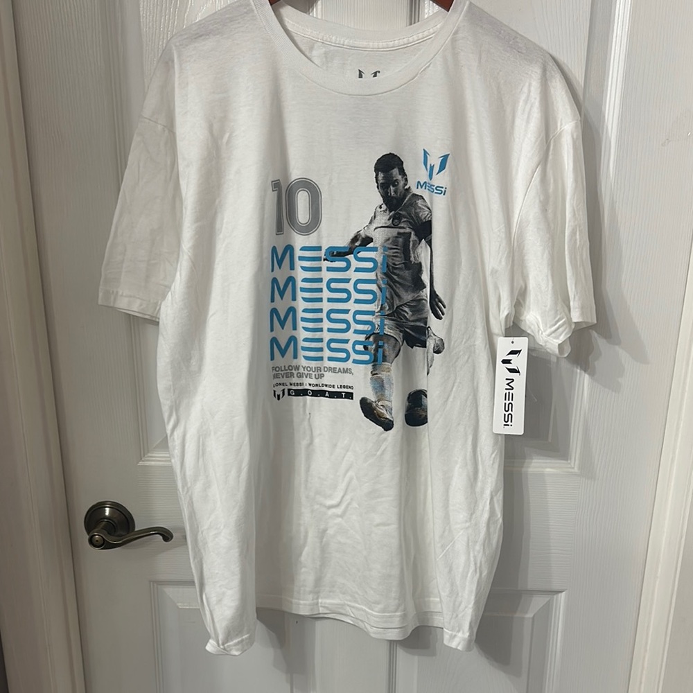 Messi 10 White Graphic T-Shirt